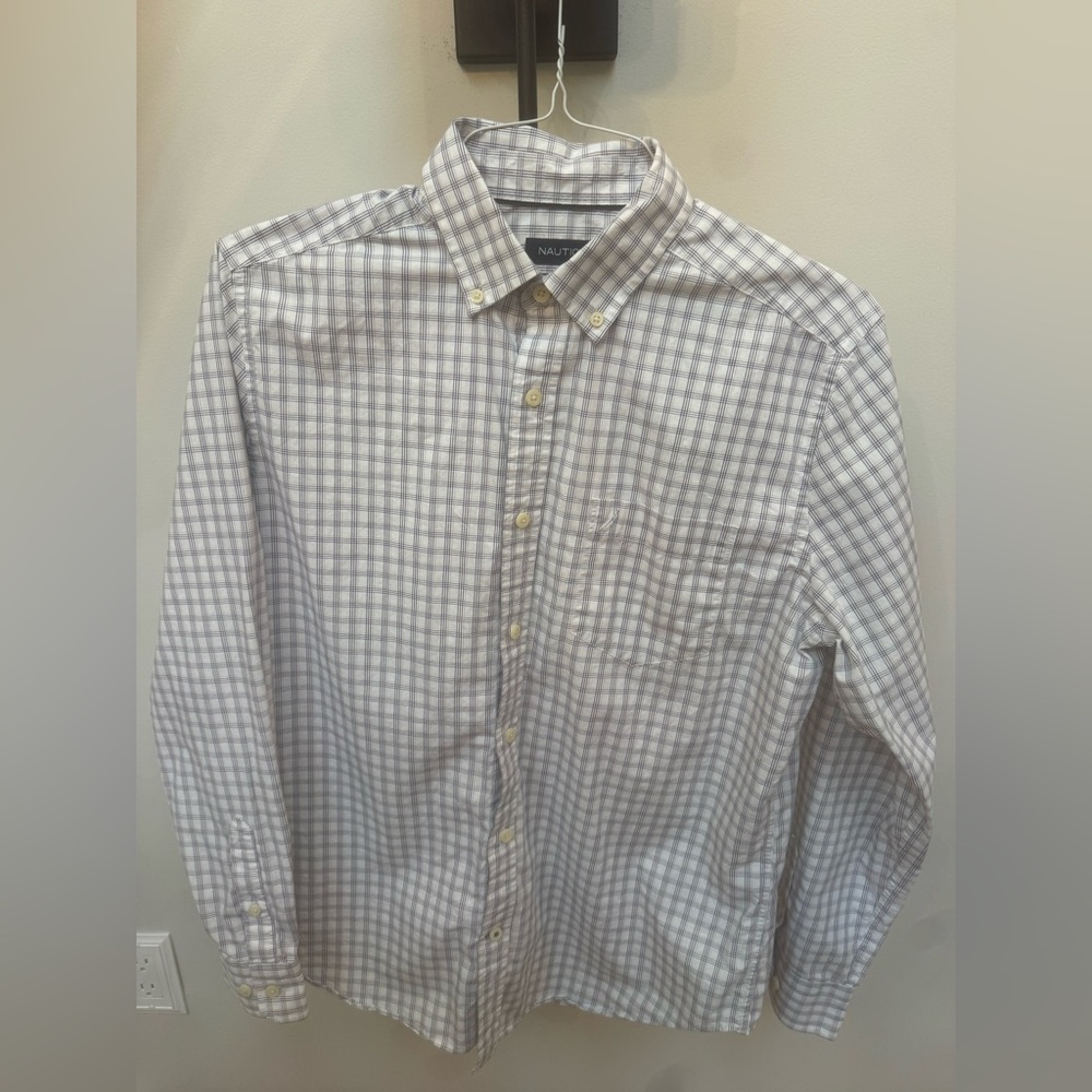 Nautica Men's Blue Checkered Shirt